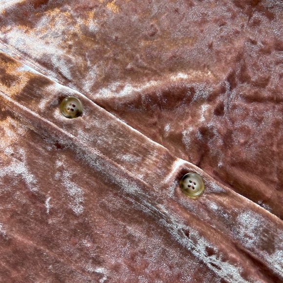 Mystree crushed velvet velour shimmery pink button down tunic top. Whimsigoth - Picture 15 of 16